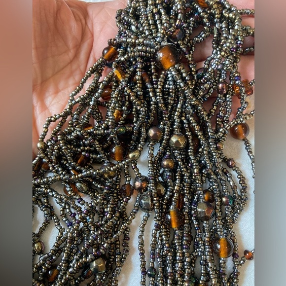 Bohemian Earth Tone Multi Strands Glass‎ Seed Beads Necklace - Picture 2 of 10